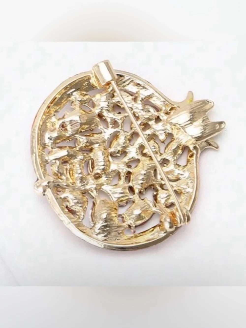 Vintage Pomegranate Rhinestone Brooch Pin